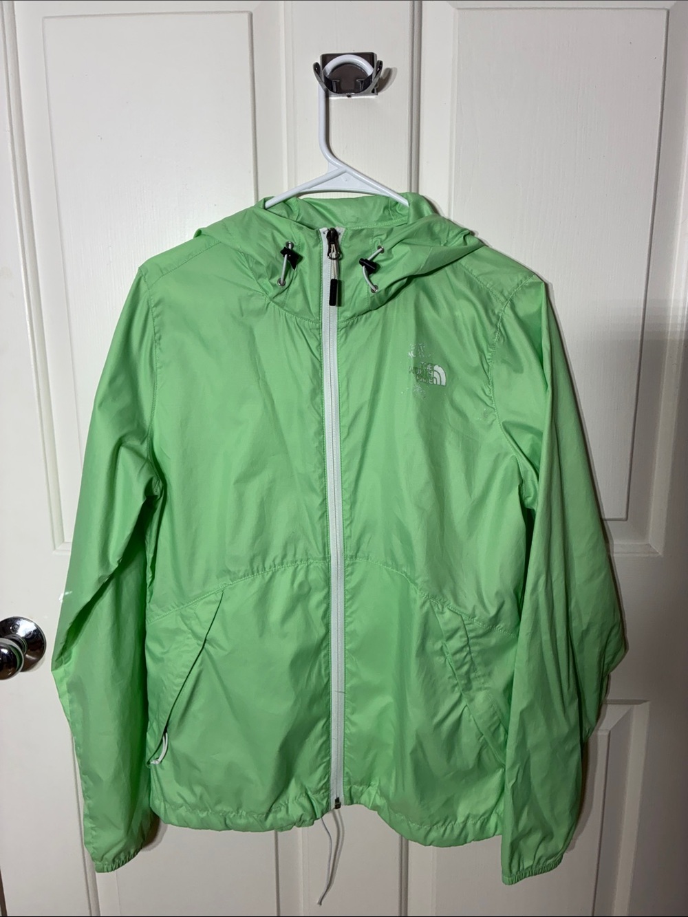 The North Face Light Green Hooded Rain Jacket